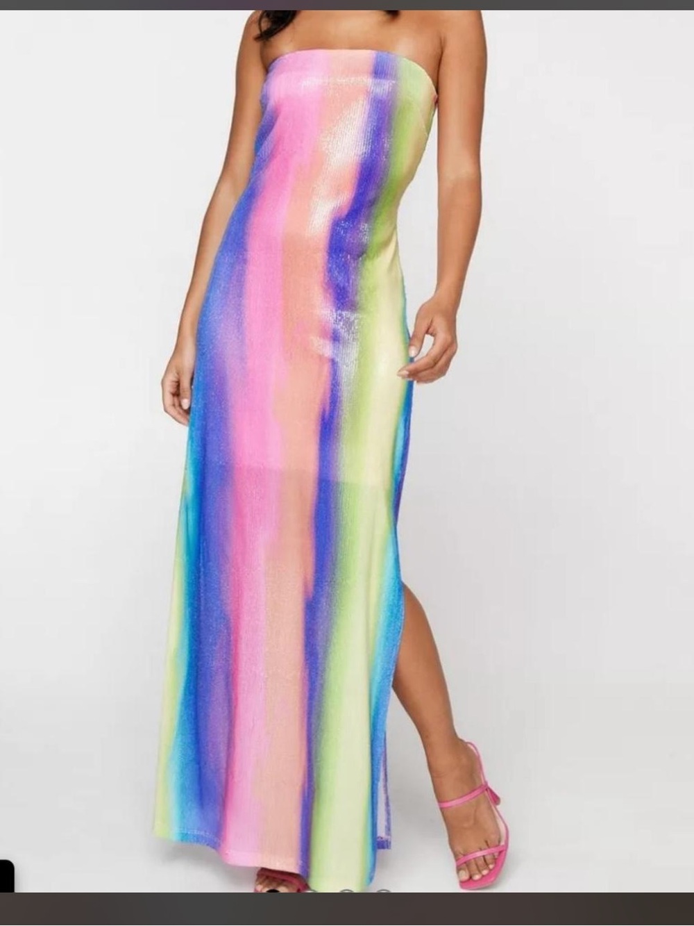 Strapless Rainbow Ombre Maxi Dress NWT